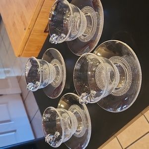 4 sets Duncan & Miller Teardrop cups and saucers